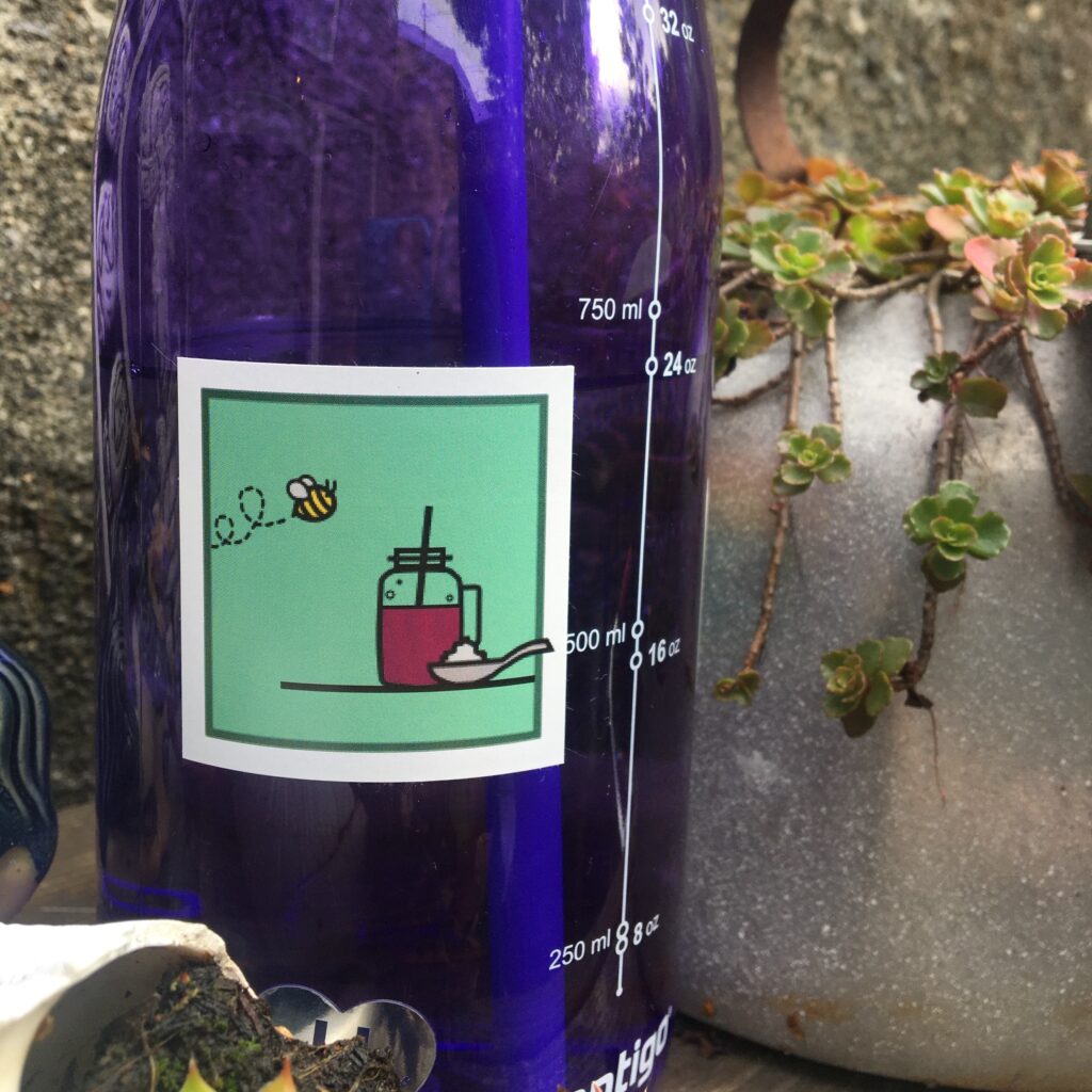 Water bottle with sticker